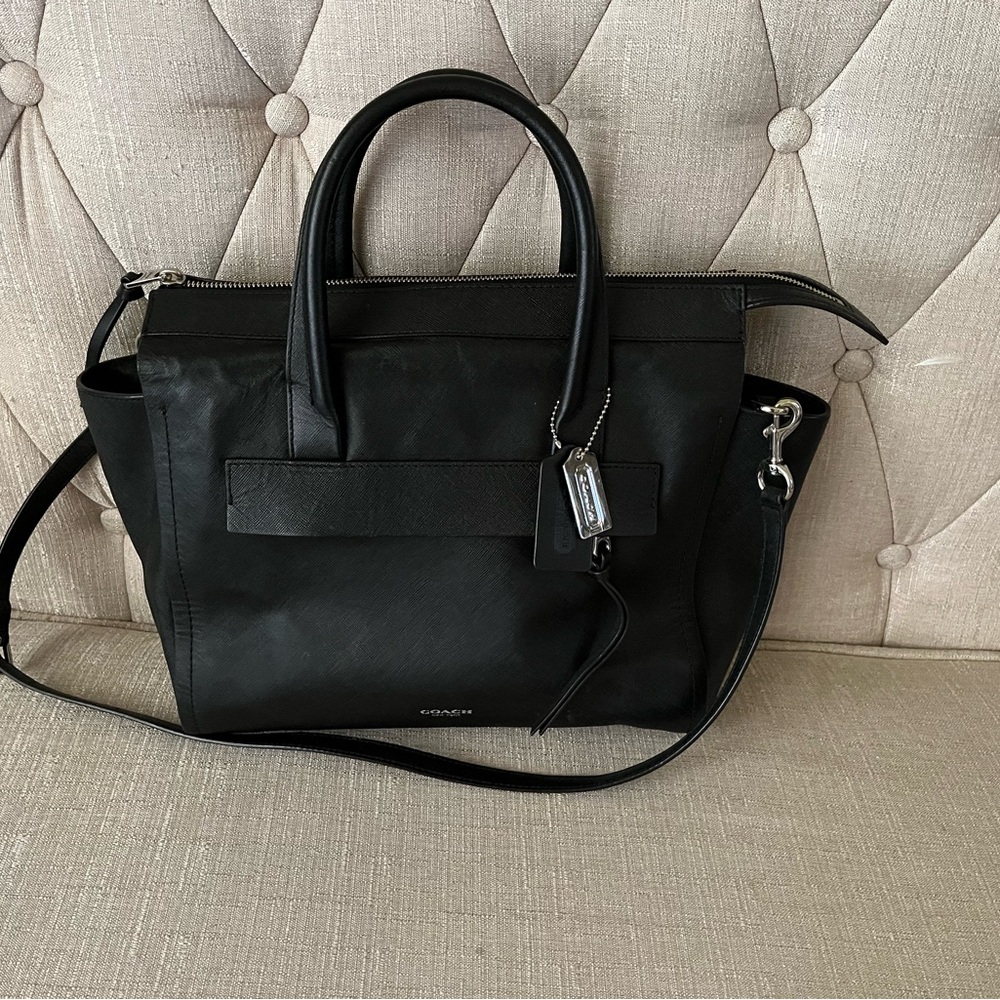 ❌SOLD❌COACH Bleeker Riley saffiano large black leather purse, 30149, EUC - Picture 1 of 15